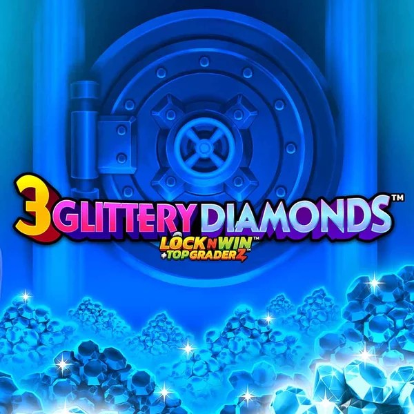 3 Glittery Diamonds slot logo by PearFiction Studios at Casinoly Casino